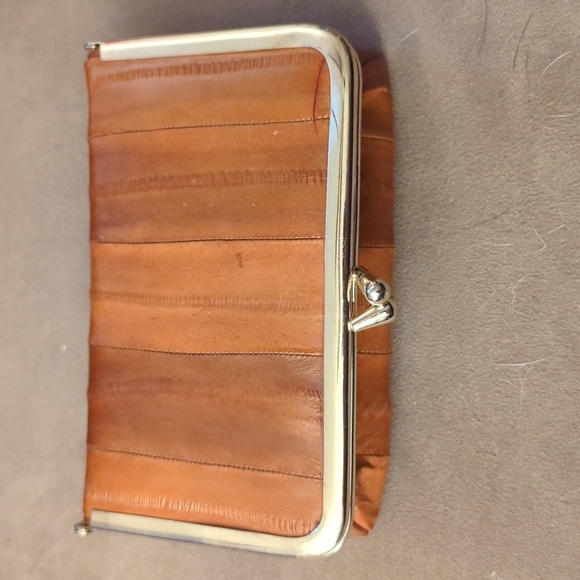 Vintage Eel Skin Makeup Case/Clutch With Mirror And Kiss Lock - Picture 1 of 8